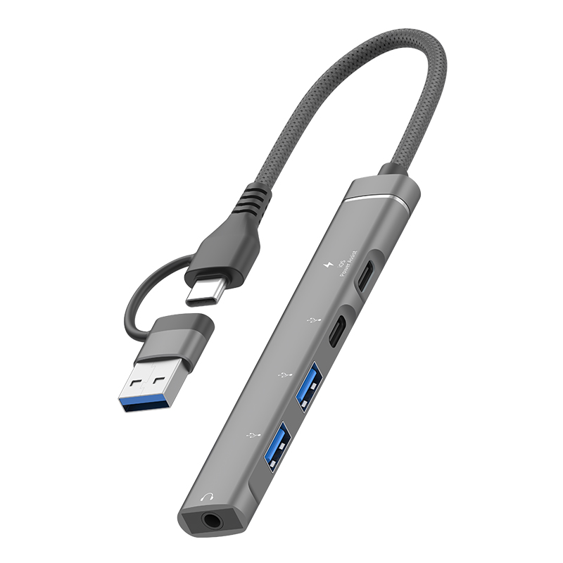 موزع USB-C ‏5 في 1 مع منفذ سماعة 3.5 مم وشحن PD