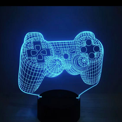 مصباح LED ثلاثي الأبعاد على شكل يد تحكم ألعاب (3D Game Controller Night Light)