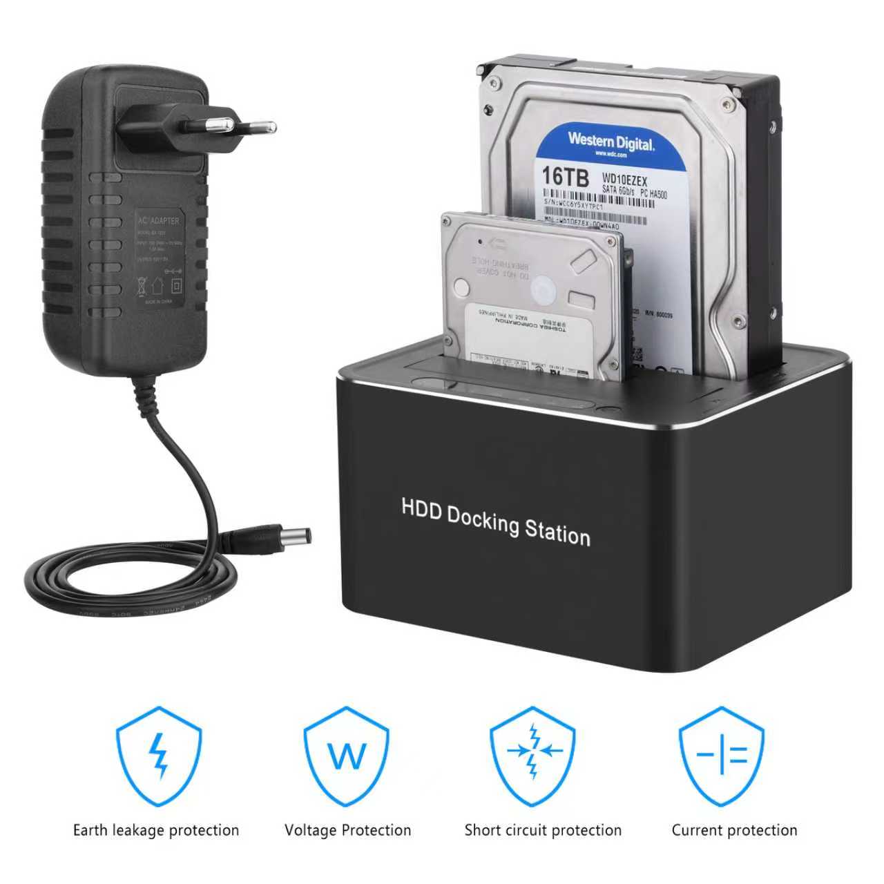 قاعدة توصيل هاردات SATA مزدوجة USB 3.0 – HDD Docking Station للأقراص 2.5 و3.5 بوص