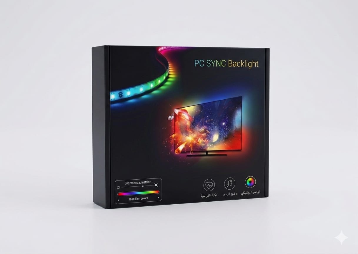 شريط إضاءة خلفية للشاشات (PC Sync Backlight) يتميز بمزامنة الألوان مع محتوى الشاشة