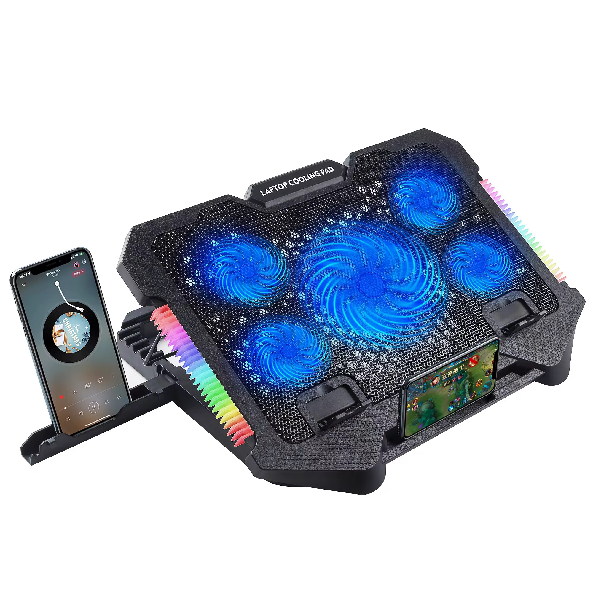 قاعدة تبريد لابتوب RGB بخمس مراوح