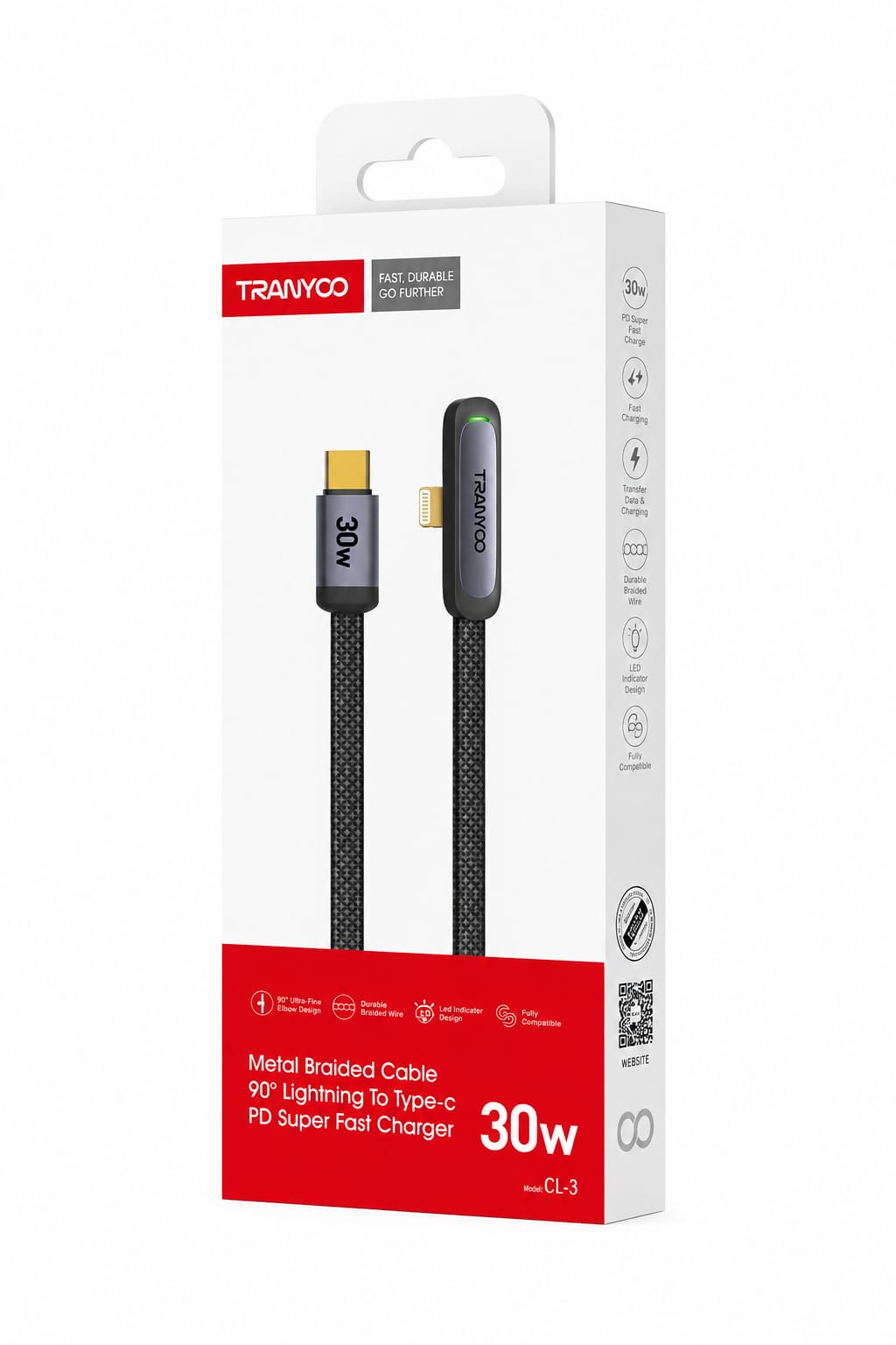 كابل Tranyoo T-CL3 Lightning to Type-C (30W)