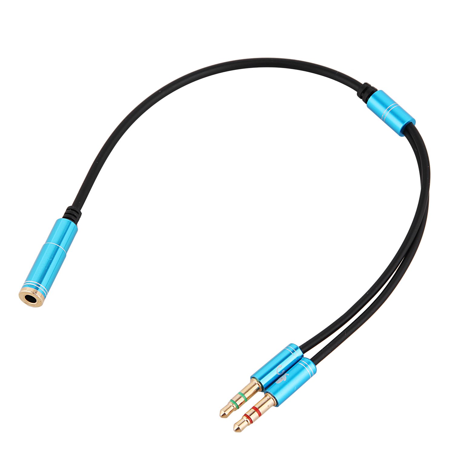 كابل محول صوت بمنفذ 3.5mm Male (4-Pole) إلى منفذين 3.5mm Female منفصلين