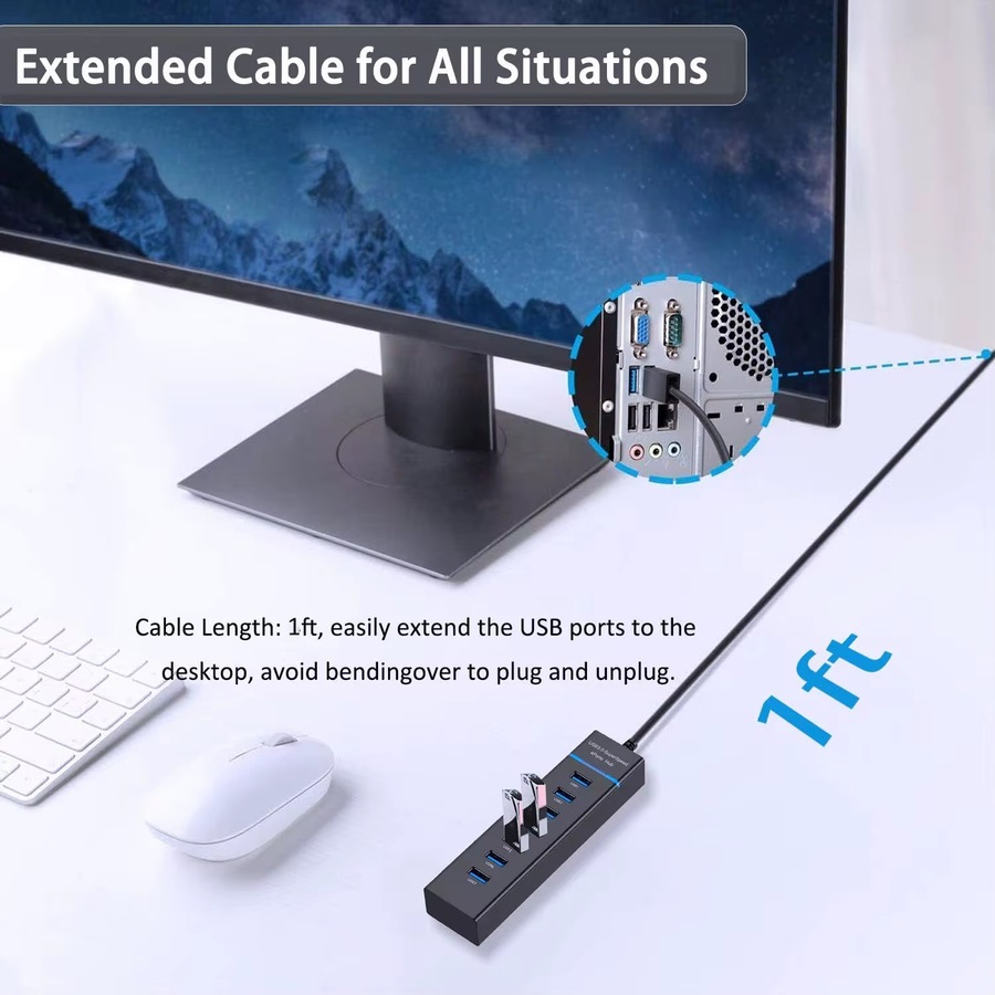7 مداخل موزّع منافذ USB 3.0