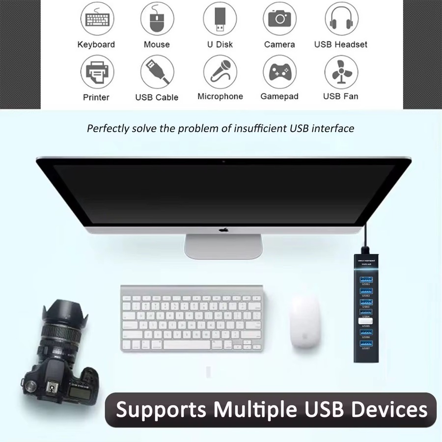 7 مداخل موزّع منافذ USB 3.0