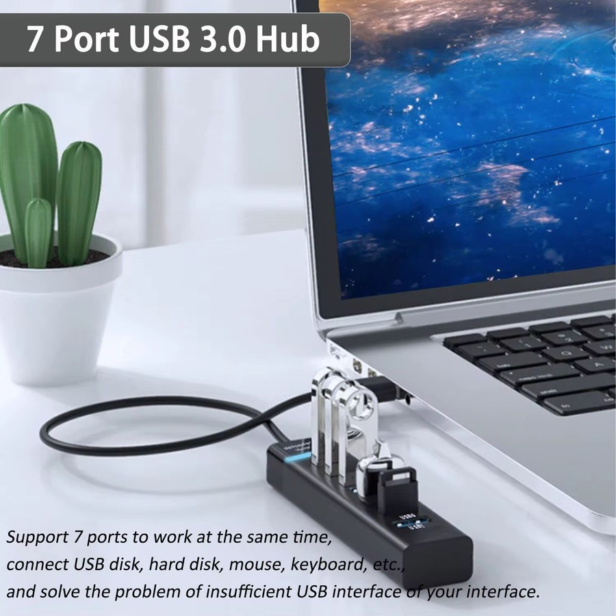 7 مداخل موزّع منافذ USB 3.0