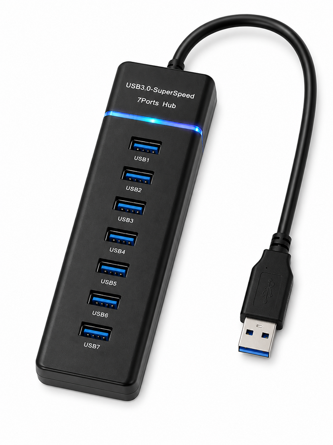 7 مداخل موزّع منافذ USB 3.0