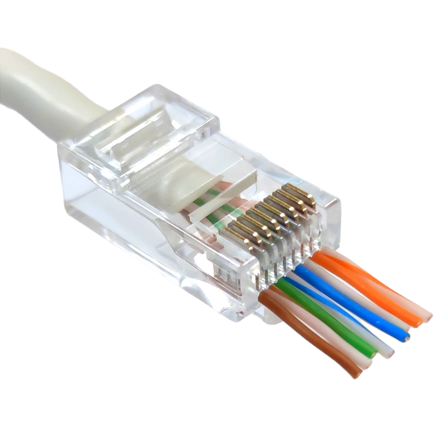 رأس شبكة RJ45 CAT6 UTP احترافي بتقنية Pass Through