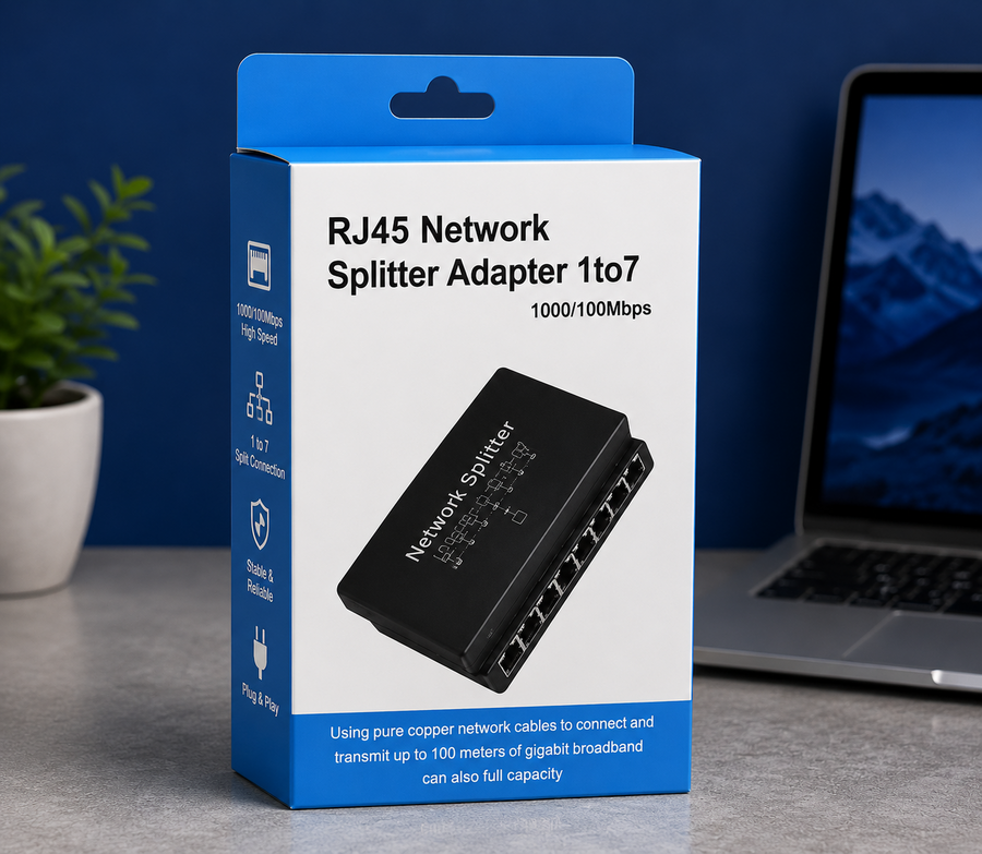 موزع شبكة RJ45 من 1 إلى 7 بسرعة 1000Mbps
