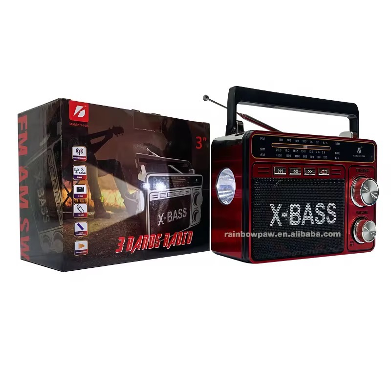 سماعة X-BASS KTF-1466 المحمولة مع راديو FM وكشاف Led