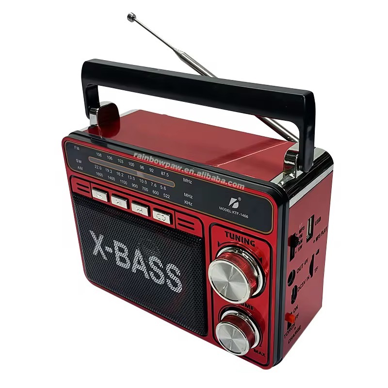 سماعة X-BASS KTF-1466 المحمولة مع راديو FM وكشاف Led