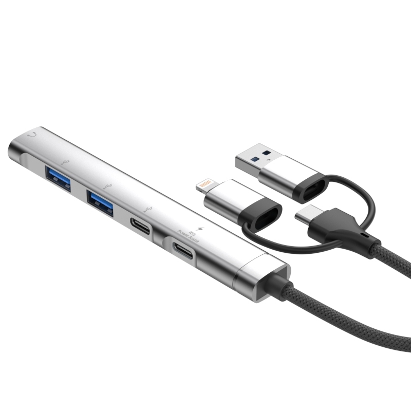 موزع USB C 3.0، محول USB C الى USB OTG 4 في 1، موزع USB C مع مقبس سماعة راس 3.5 ملم