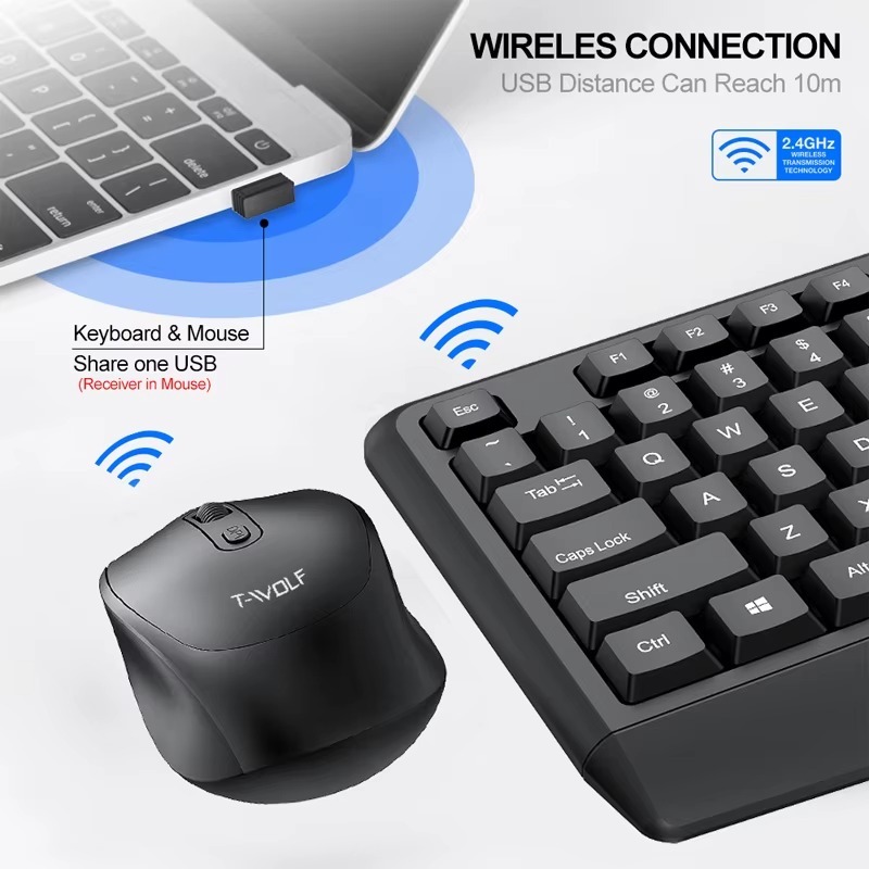 T-WOLF TF100 Wireless Keyboard & Mouse Set