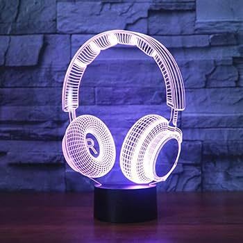 مصباح LED ثلاثي الأبعاد على شكل سماعة رأس RGB