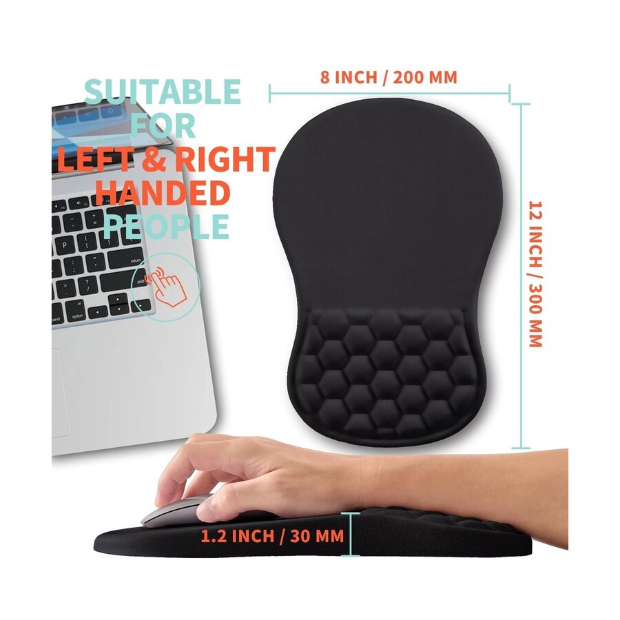 باد ماوس مريحة مع مسند معصم من الإسفنج الذكي Memory Foam وقاعدة مانعة للانزلاق