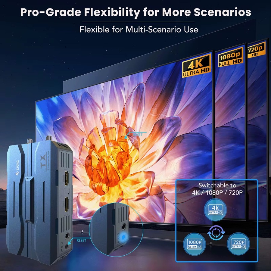موسع HDMI لاسلكي وCAT6 حتى 250 متر 4K@30Hz مع IR وVGA – S-EXT-HWLC-250