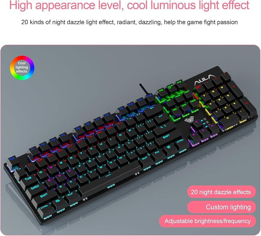 لوحة مفاتيح ألعاب ميكانيكية AULA S2022 RGB