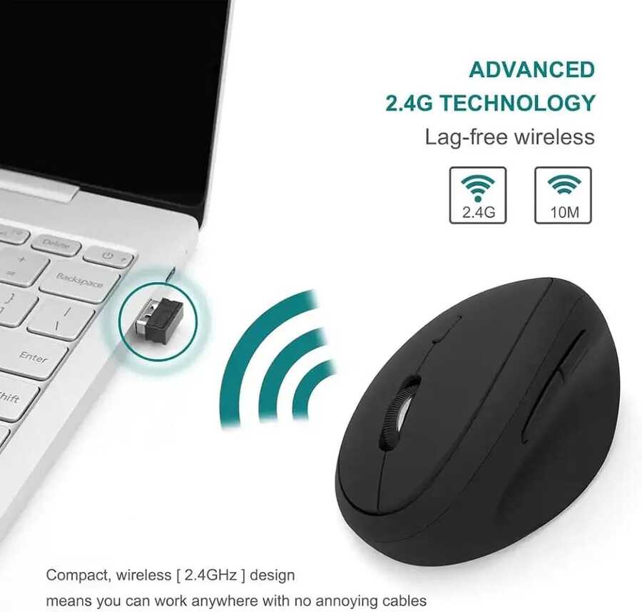 ماوس عمودي مريح (Ergonomic Vertical Mouse) مصمم لتقليل إجهاد المعصم واليد