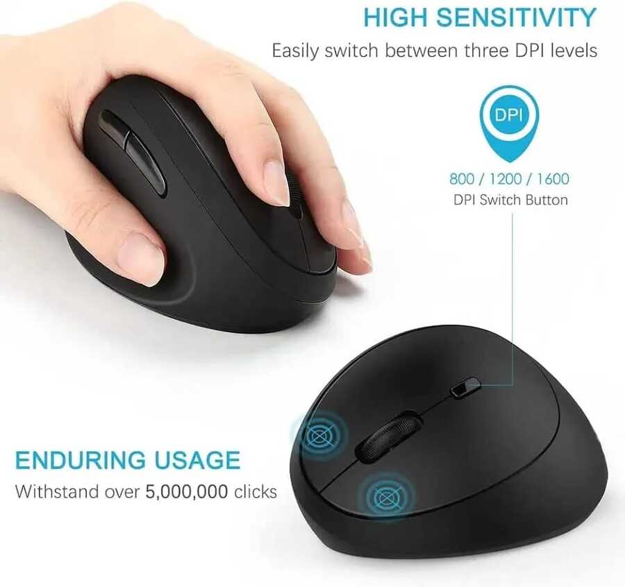 ماوس عمودي مريح (Ergonomic Vertical Mouse) مصمم لتقليل إجهاد المعصم واليد