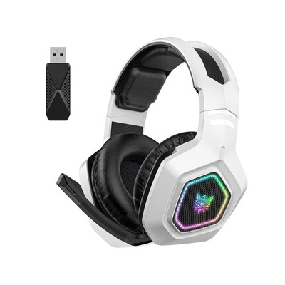 سماعة الألعاب اللاسلكية ONIKUMA B100 RGB باللون الأبيض