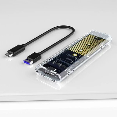 حاضنة SSD خارجية M.2 NGFF SATA USB 3.0 Type-C شفافة