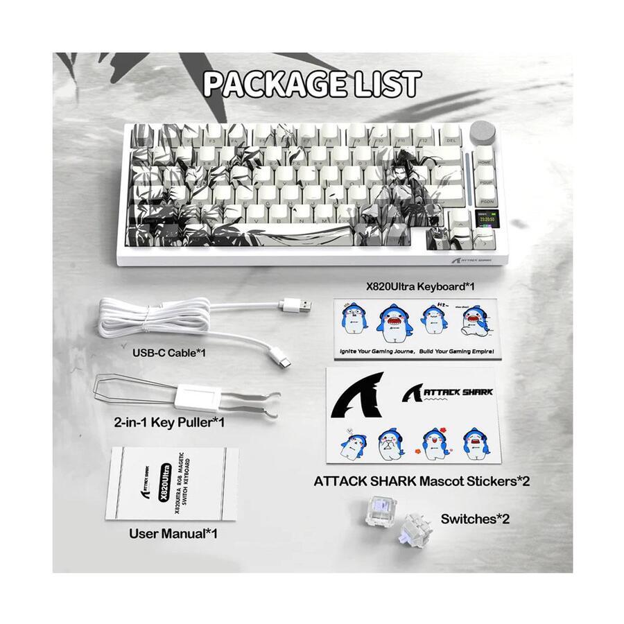 Attack Shark - X820Ultra Tri-mode Gasket Mechanical Keyboard - Dark Warrior