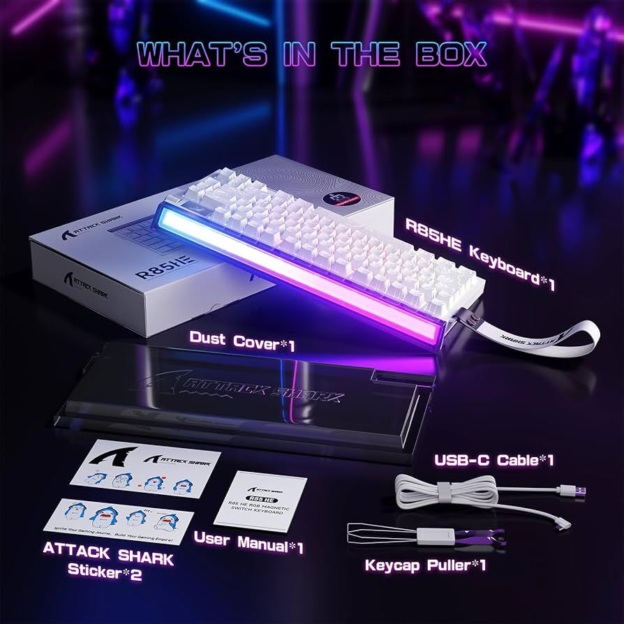 ATTACK SHARK R85 HE Rapid Trigger Keyboard Magnetic Switch with Custom Lightbox