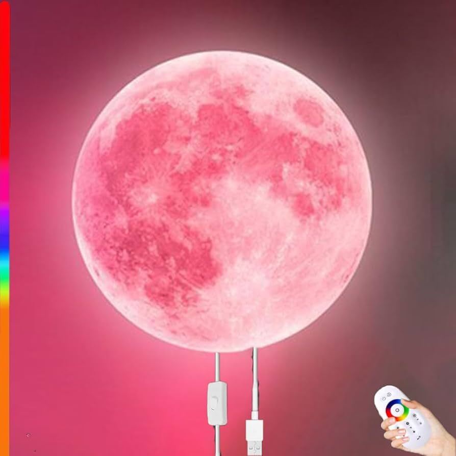 مصباح حائط LED بتصميم القمر RGB مع ريموت وتحكم بالتطبيق – 27 سم