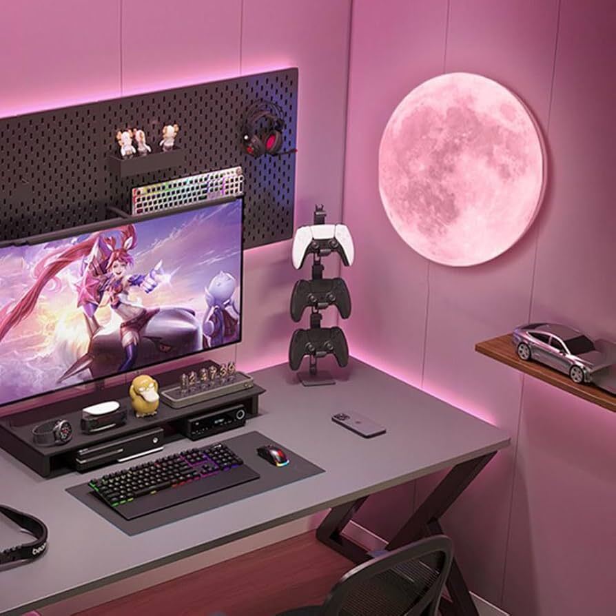 مصباح حائط LED بتصميم القمر RGB مع ريموت وتحكم بالتطبيق – 27 سم