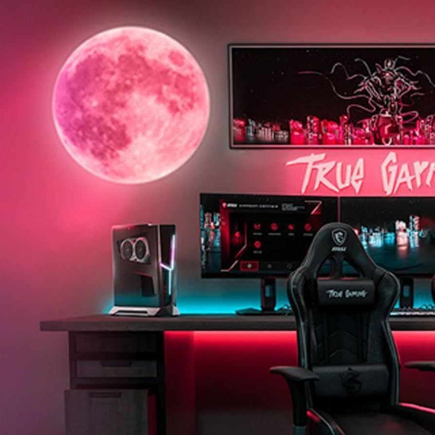 مصباح حائط LED بتصميم القمر RGB مع ريموت وتحكم بالتطبيق – 27 سم