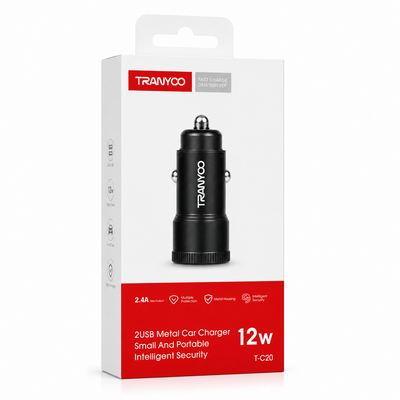 شاحن سيارة معدني TRANYOO T-C20 ثنائي USB بقدرة 12 واط