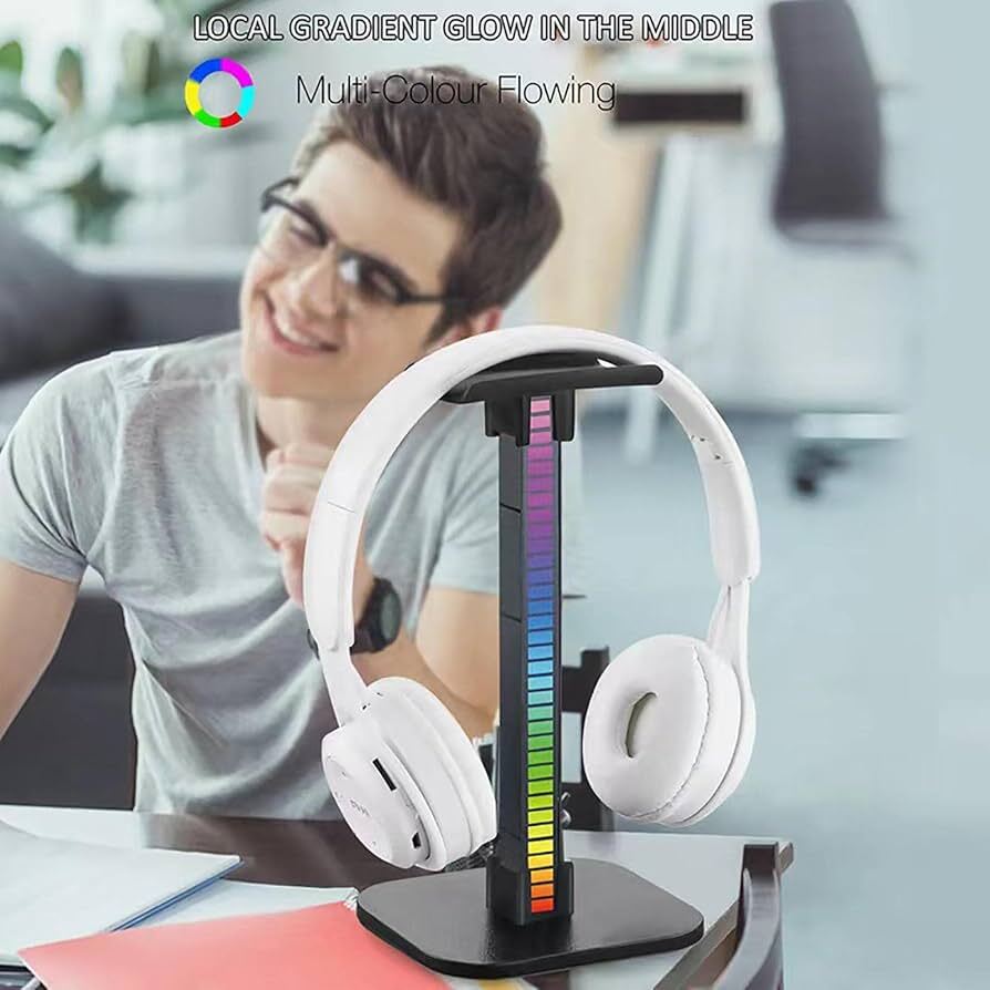 حامل سماعات RGB مع إضاءة متفاعلة للصوت