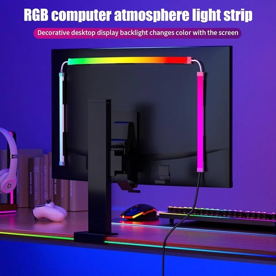 إضاءة خلفية ذكية RGB للشاشات 24–27 بوصة بألوان متزامنة وتأثيرات ديناميكية