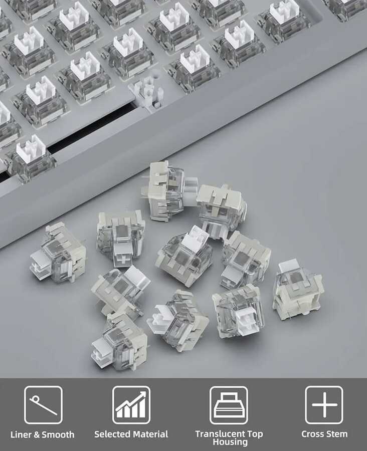 المفاتيح هي MAGIC-REFINER Creamy White Switches المصممة للكيبورد الميكانيكي.