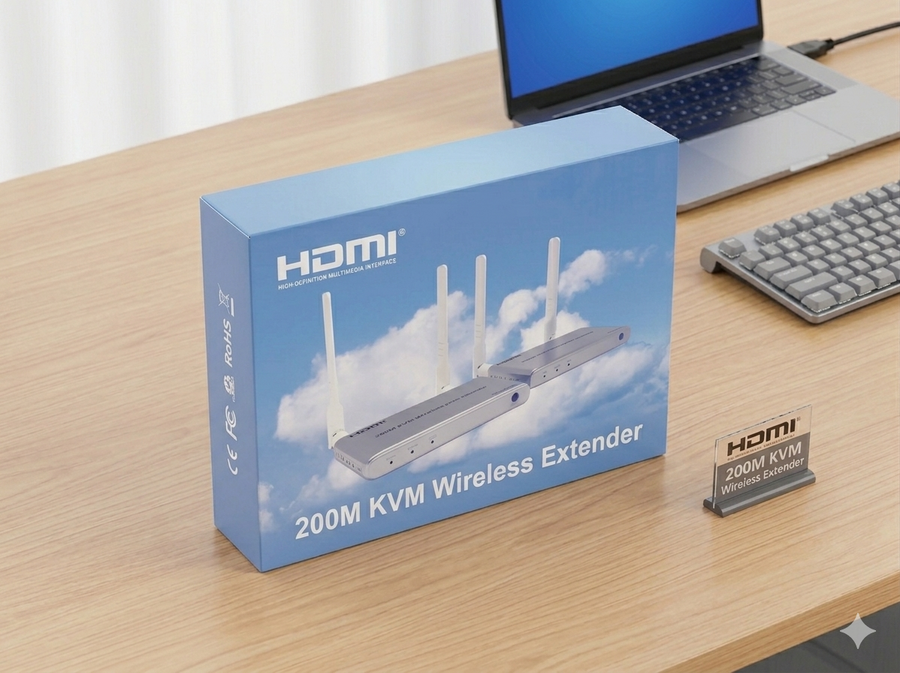 جهاز إرسال واستقبال HDMI لاسلكي KVM لمسافة 200 متر بدقة عالية