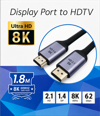 كابل تحويل من منفذ DisplayPort إلى HDMI يدعم دقة عالية جداً تصل إلى 8K.