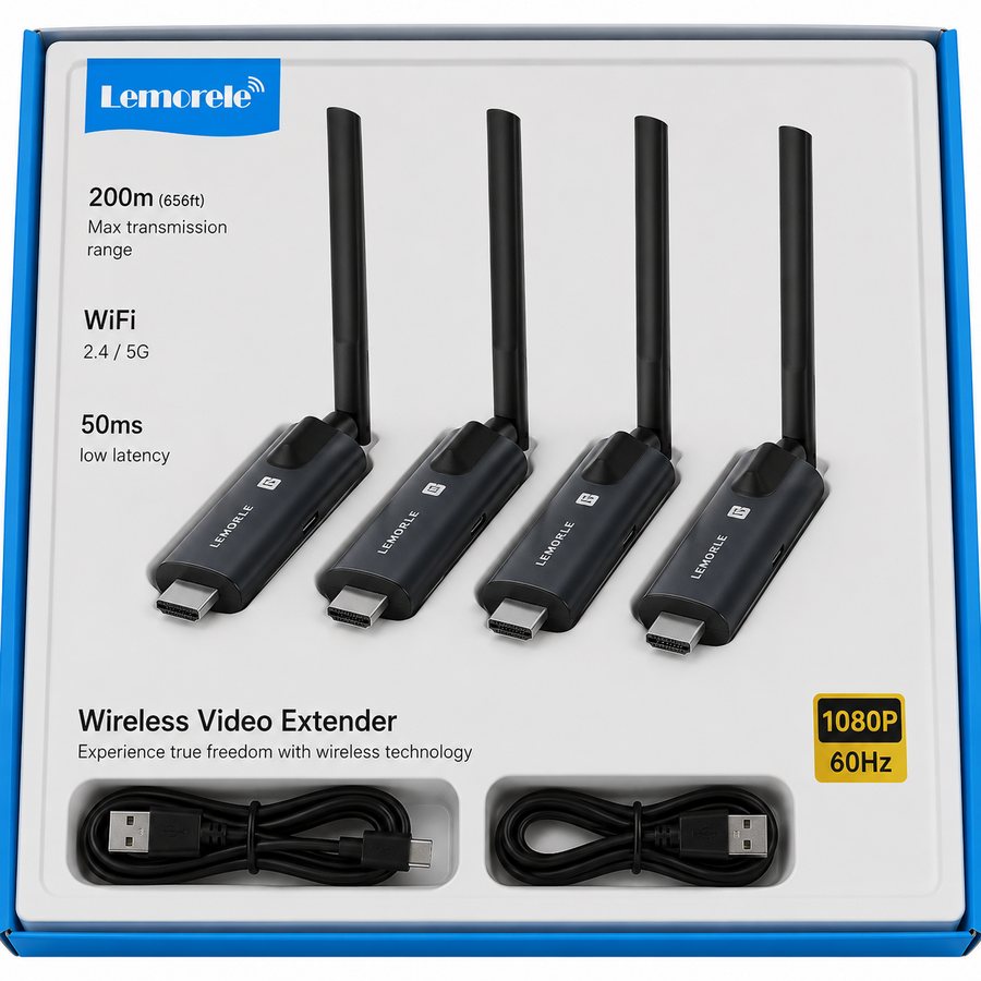 مرسل ومستقبل HDMI لاسلكي لنقل الفيديو والصوت 200m اربع مستقبلات