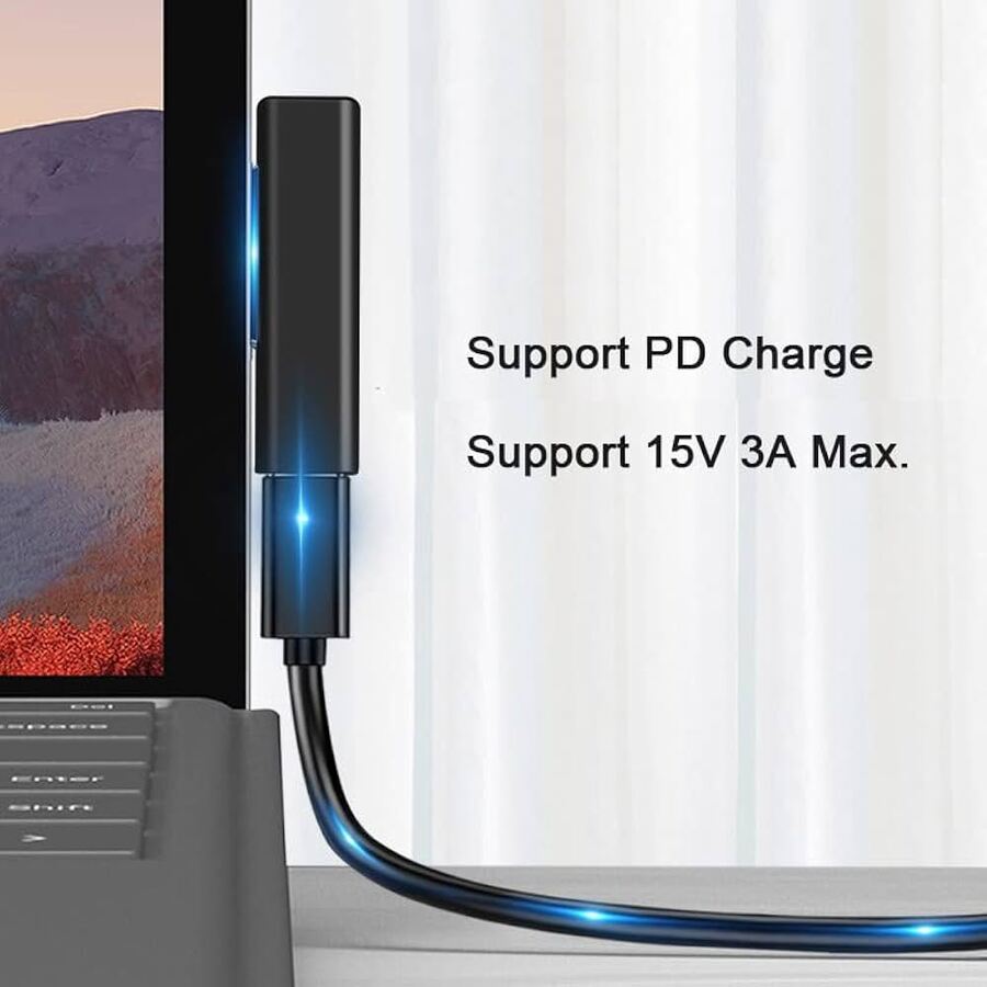 كابل سي سي محول شحن USB نوع سي انثى الى سيرفس برو 7 برو 6 برو 5 برو 4 برو اكس جو بوك بتيار مستمر 15 فولت