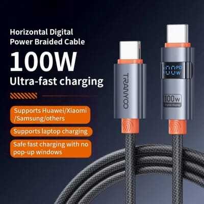 كابل Tranyoo T-CC6 بشاشة رقمية 100W