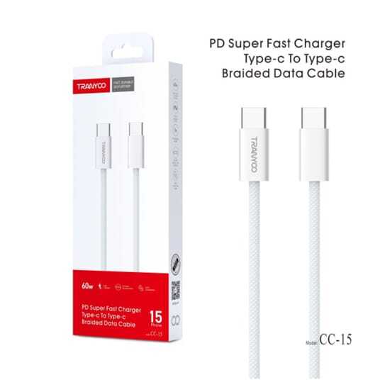 كابل Tranyoo Type-C إلى (Type-C 60W (T-CC15