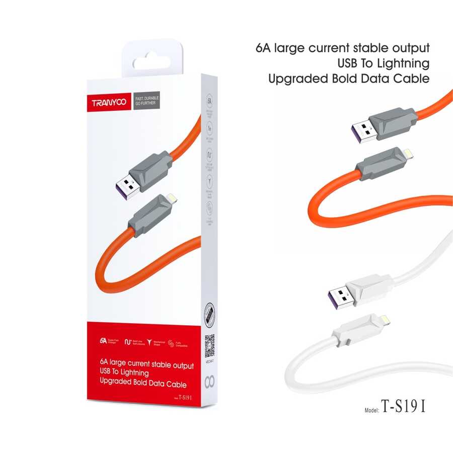 كابل Tranyoo T-S191 USB to Type-C \Lightning 6A