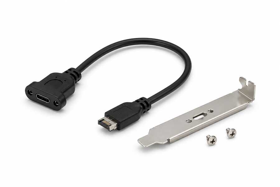 كيبل تمديد لمنفذ اللوحة الأمامية للكمبيوتر من نوع USB 3.1 Type-E إلى منفذ USB-C أنثى.