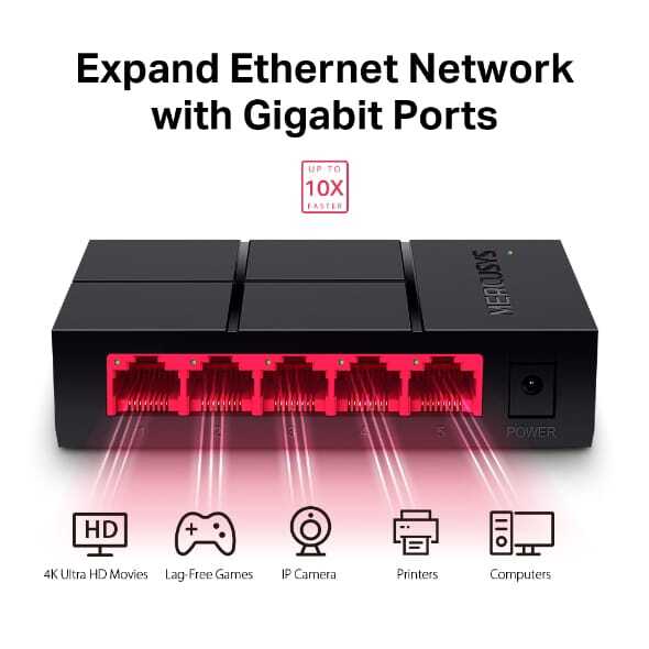 Mercusys 5-Port Gigabit Desktop Switch (موديل: MS105G)