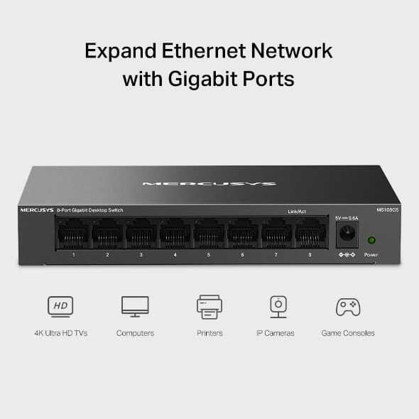 Mercusys 8-Port Gigabit Desktop Switch (موديل: MS108GS)