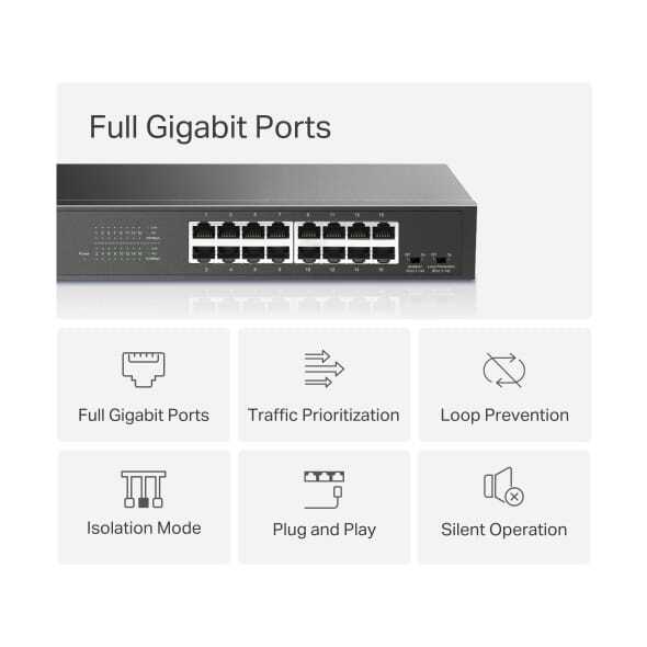 Mercusys 16-Port Gigabit Desktop/Rackmount Switch (موديل: MS116GS)
