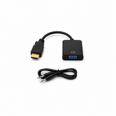 كابل تحويل من HDMI إلى VGA مزود بمنفذ ومنصِل للصوت (AUX)